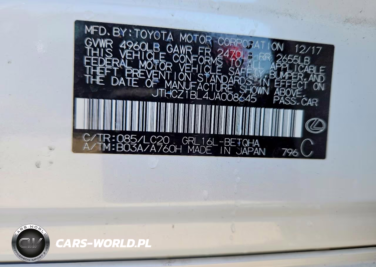 2018 Lexus Gs 350 Base VIN:JTHCZ1BL4JA008645 - 12