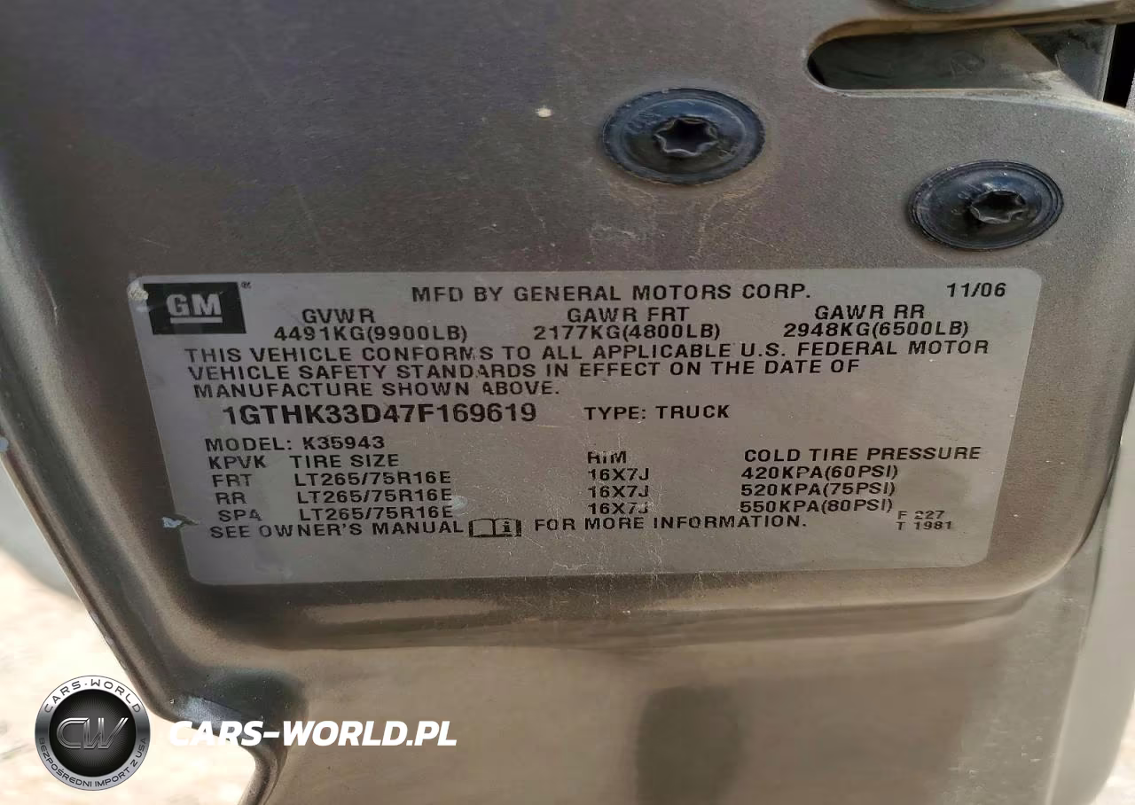 2007 GMC New Sierra K3500 VIN:1GTHK33D47F169619 - 12
