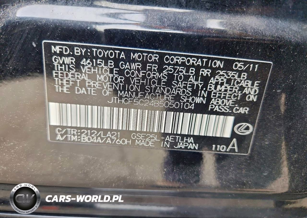 2011 Lexus Is 250 VIN:JTHCF5C24B5050104 - 13