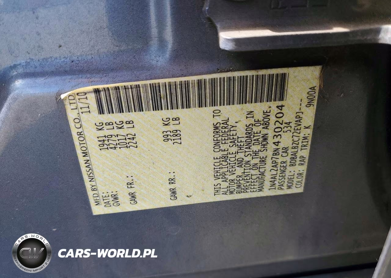 2011 Nissan Altima 2.5 VIN:1N4AL2AP7BN430204 - 12
