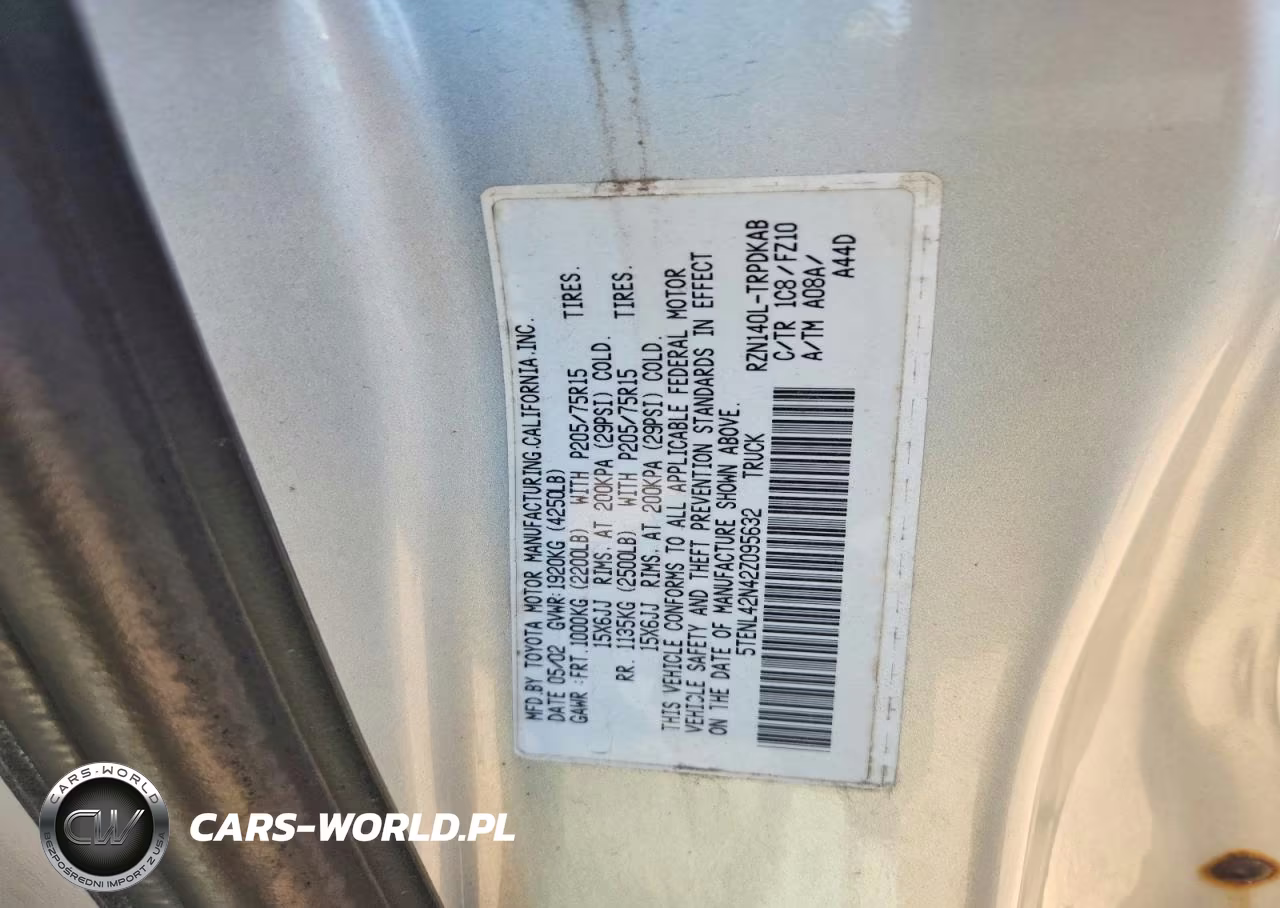 2002 Toyota Tacoma Base VIN:5TENL42N42Z095632 - 13