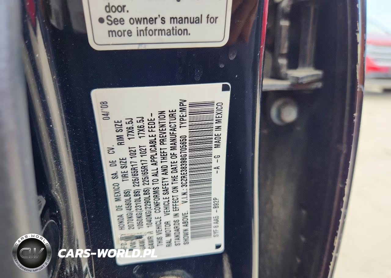2008 Honda Cr-V Lx VIN:3CZRE38398G705650 - 13