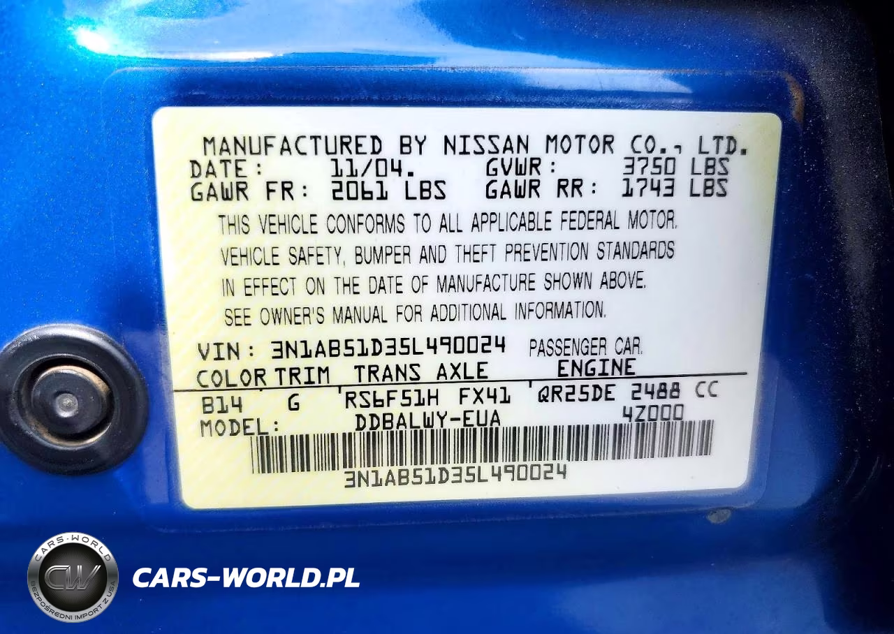 2005 Nissan Sentra Se-R Spec V VIN:3N1AB51D35L490024 - 13