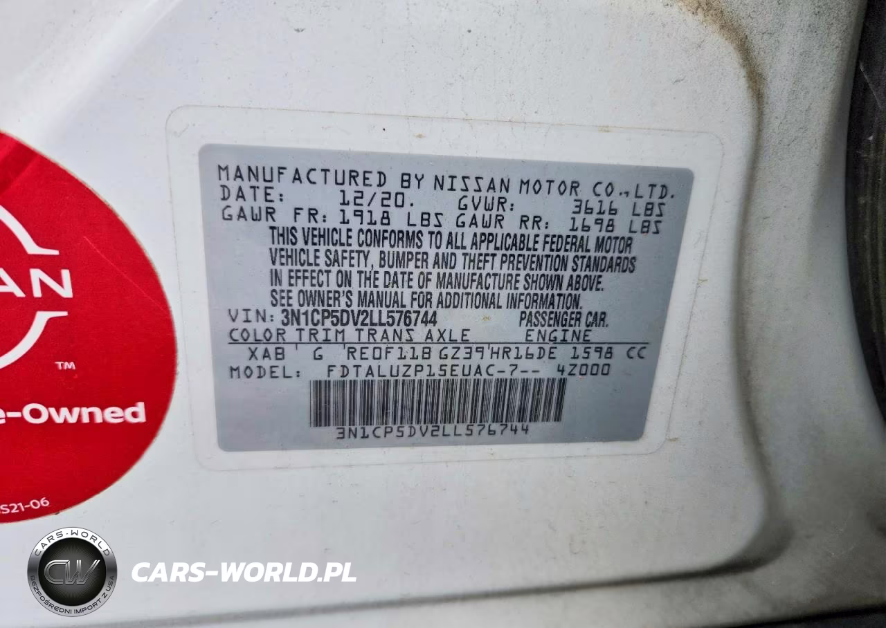 2020 Nissan Kicks Sr VIN:3N1CP5DV2LL576744 - 12
