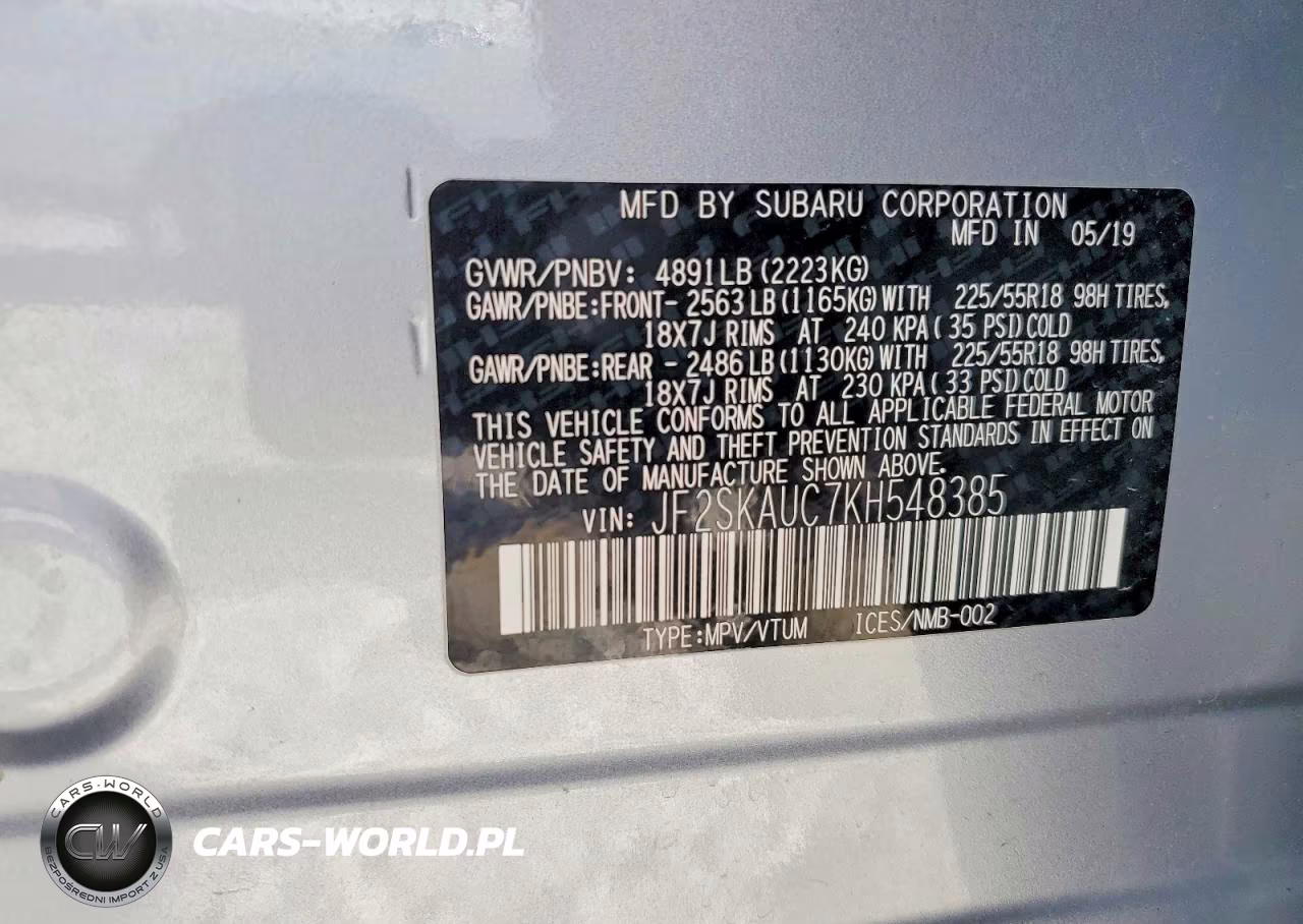 2019 Subaru Forester Limited VIN:JF2SKAUC7KH548385 - 13