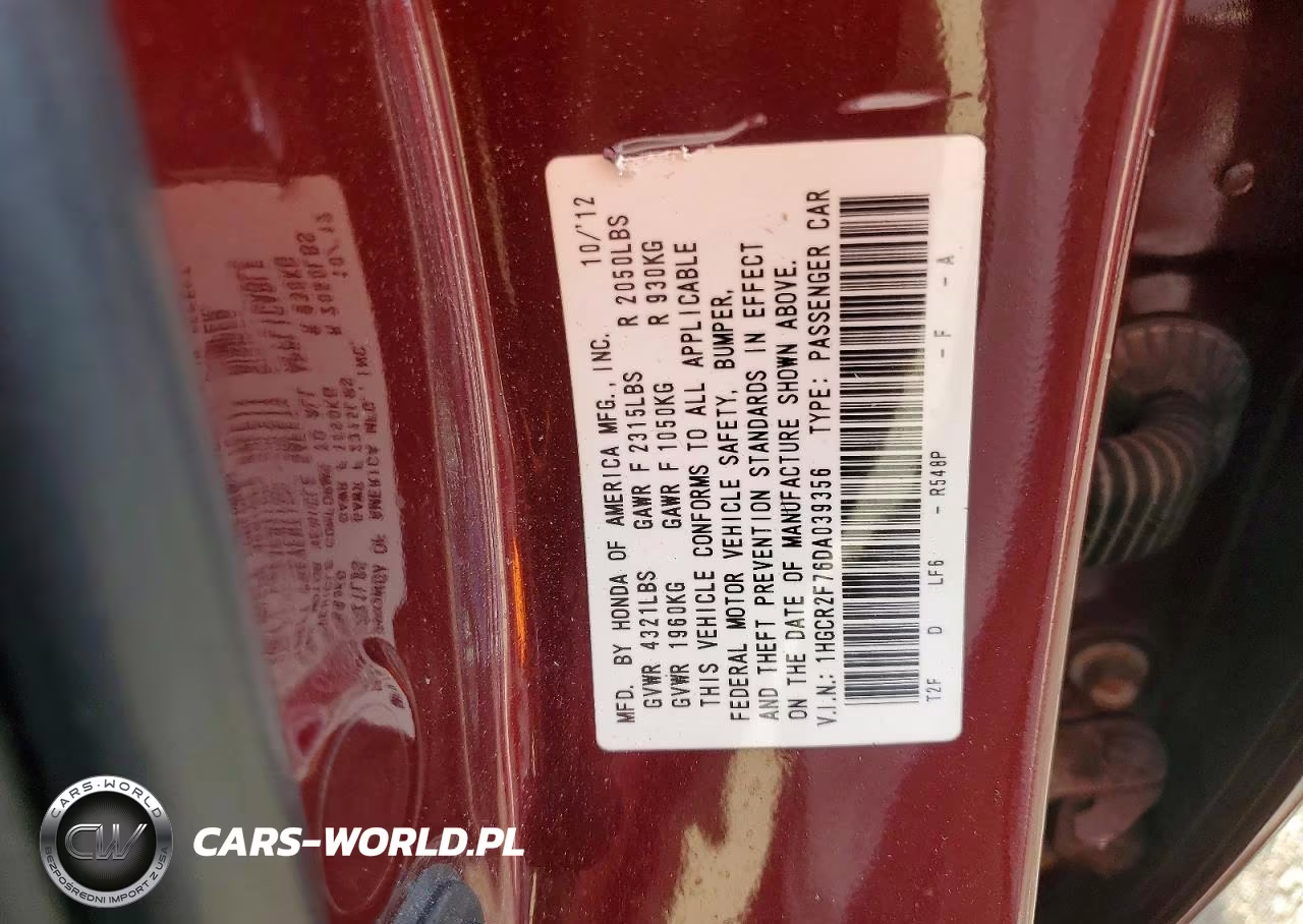 2013 Honda Accord Ex VIN:1HGCR2F76DA039356 - 12
