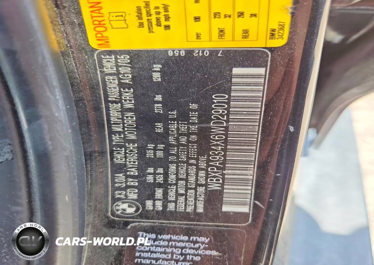 2006 BMW X3 3.0I VIN:WBXPA934X6WD29010 - 14