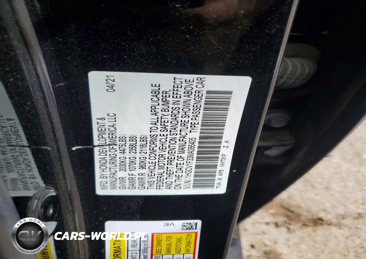 2021 Honda Accord Sport VIN:1HGCV1F33MA066405 - 12