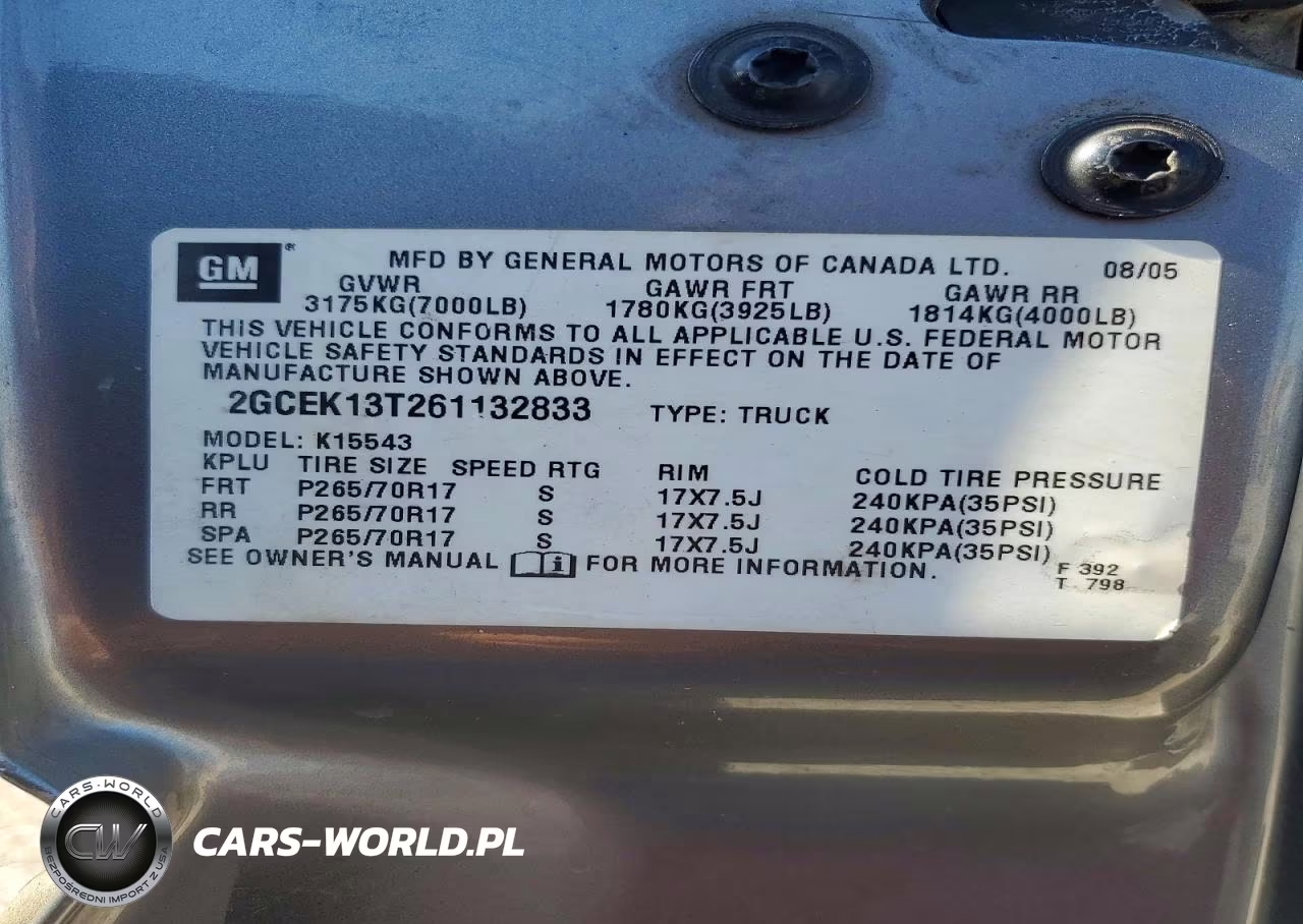 2006 Chevrolet Silverado K1500 VIN:2GCEK13T261132833 - 12