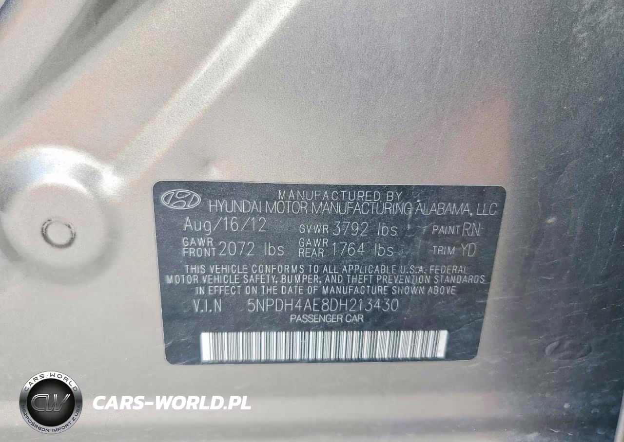 2013 Hyundai Elantra Gls VIN:5NPDH4AE8DH213430 - 12