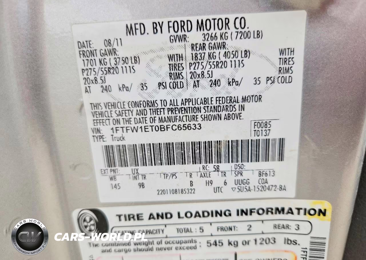 2011 Ford F150 Supercrew VIN:1FTFW1ET0BFC65633 - 13