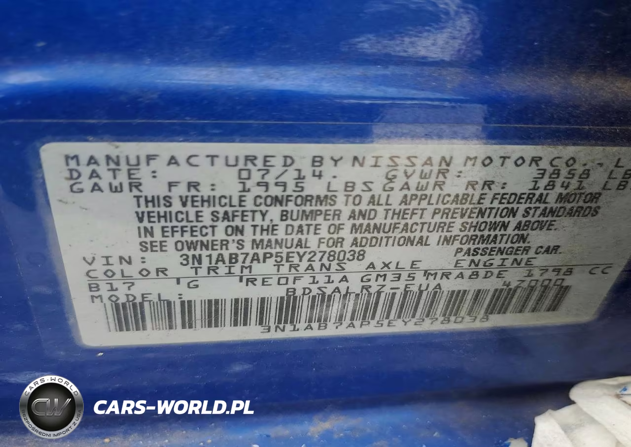2014 Nissan Sentra Sr VIN:3N1AB7AP5EY278038 - 12