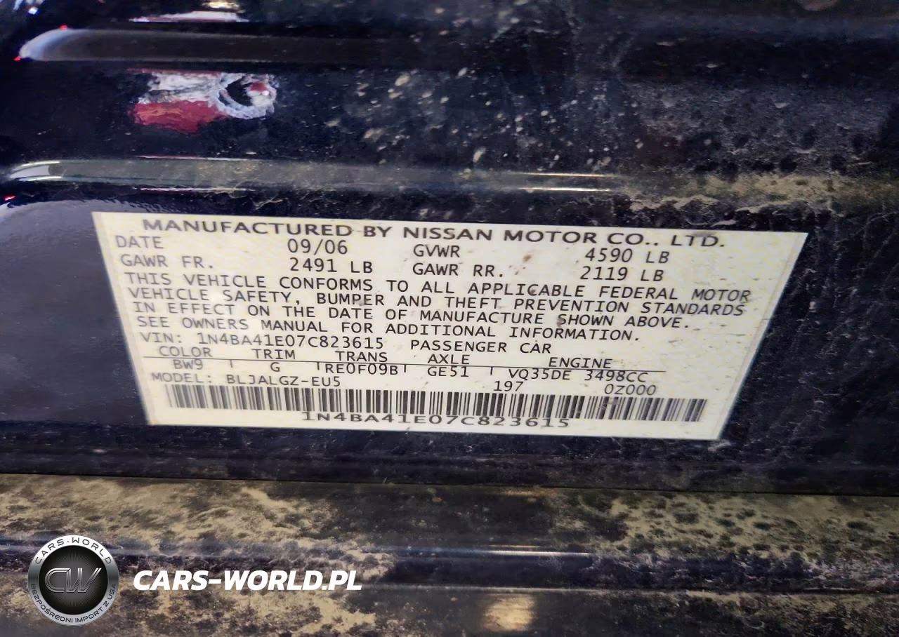 2007 Nissan Maxima 3.5 Se VIN:1N4BA41E07C823615 - 12