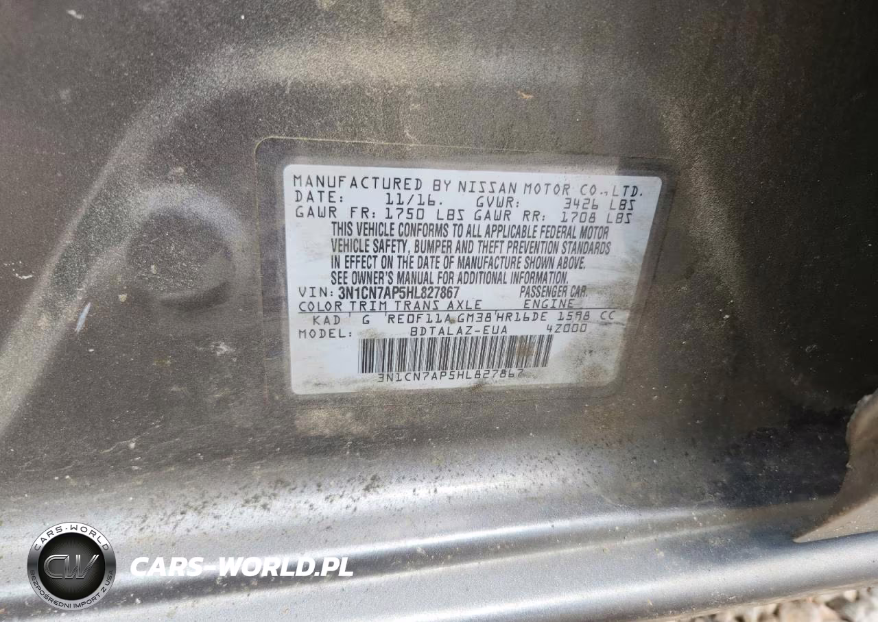 2017 Nissan Versa 1.6 S Plus VIN:3N1CN7AP5HL827867 - 13