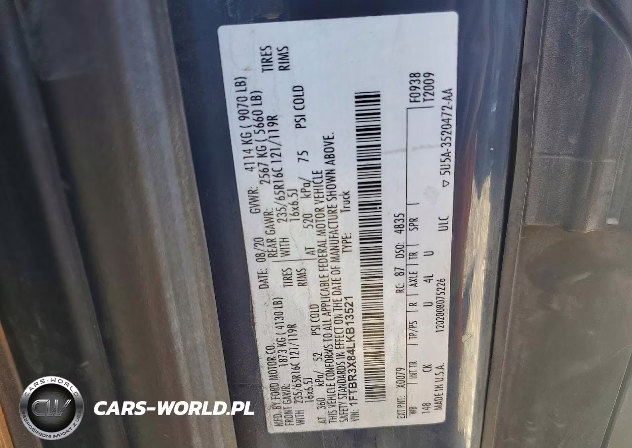2020 Ford Transit 250 Delivery Van VIN:1FTBR3X84LKB13521 - 12