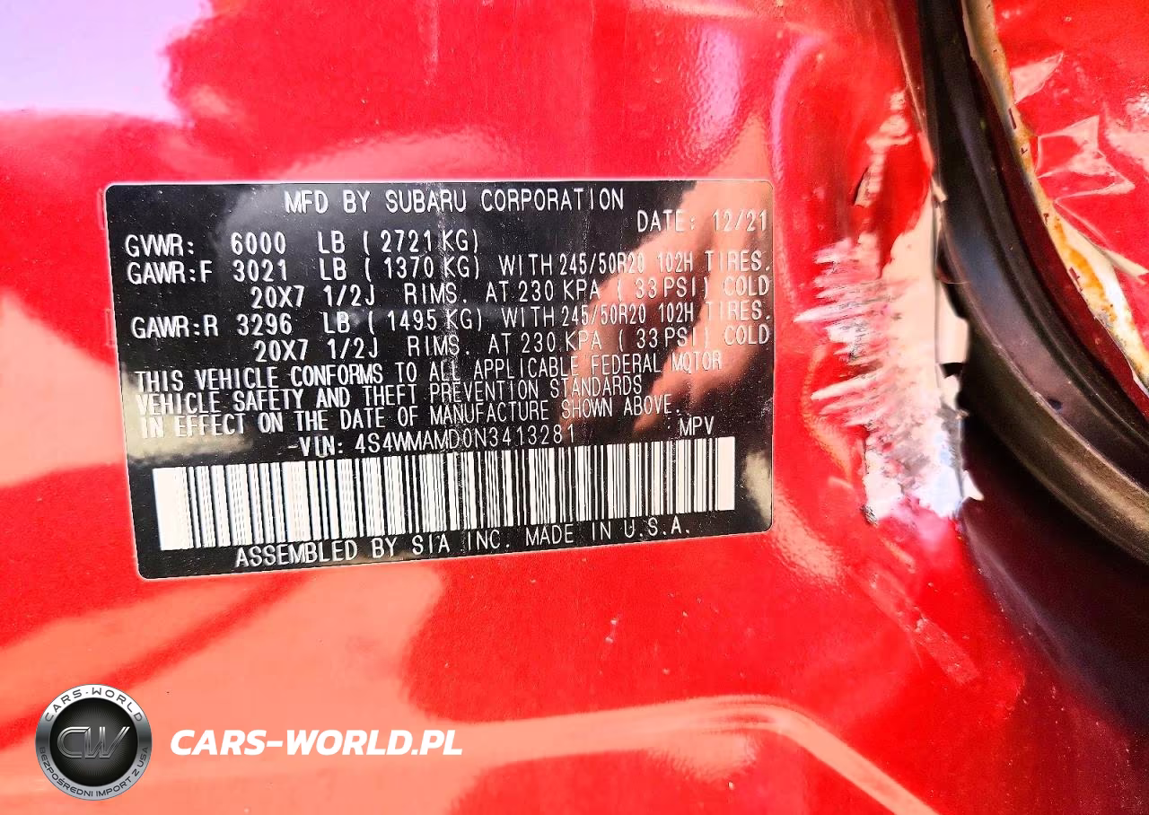 2022 Subaru Ascent Limited VIN:4S4WMAMD0N3413281 - 14
