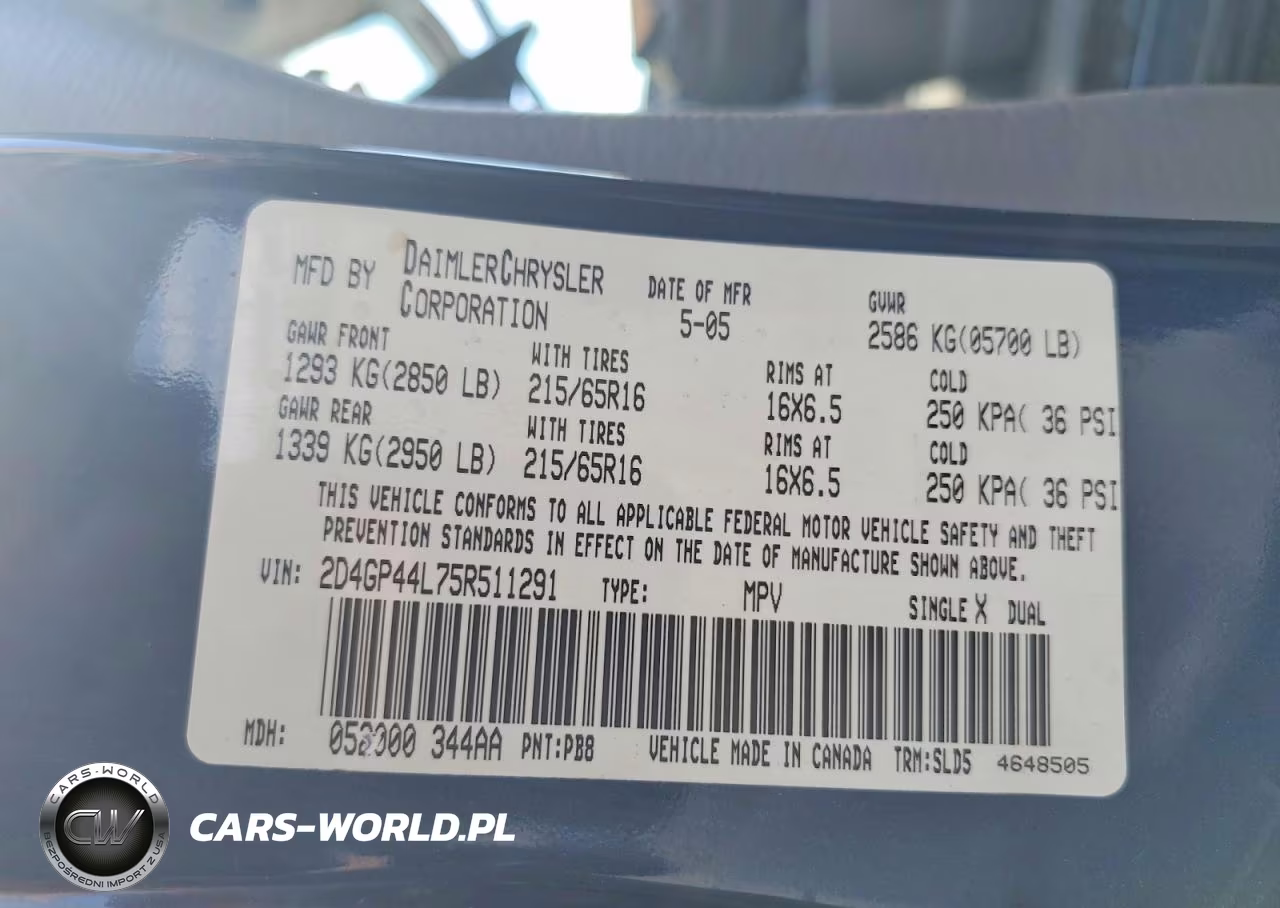 2005 Dodge Grand Caravan Sxt VIN:2D4GP44L75R511291 - 13