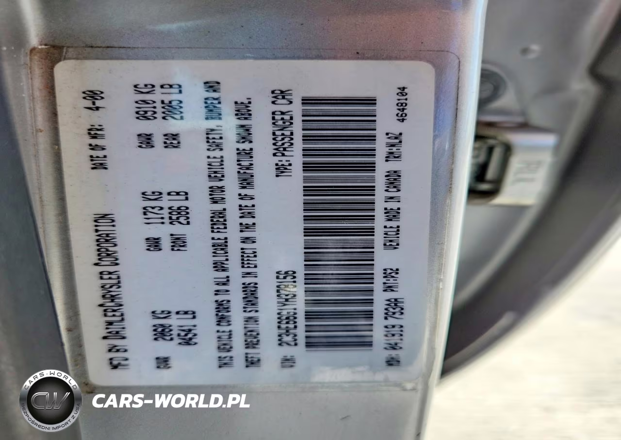 2000 Chrysler 300M VIN:2C3HE66G1YH378156 - 13