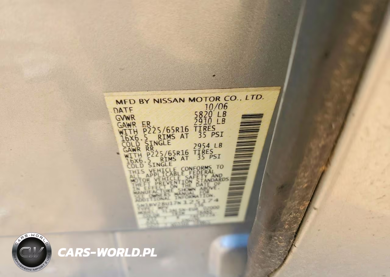2007 Nissan Quest S VIN:5N1BV28U17N125174 - 13