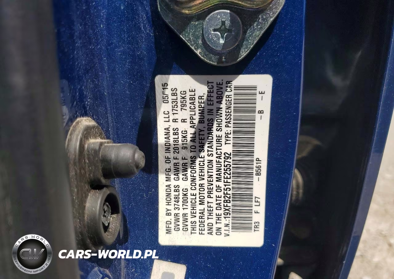 2015 Honda Civic Lx VIN:19XFB2F51FE255792 - 13