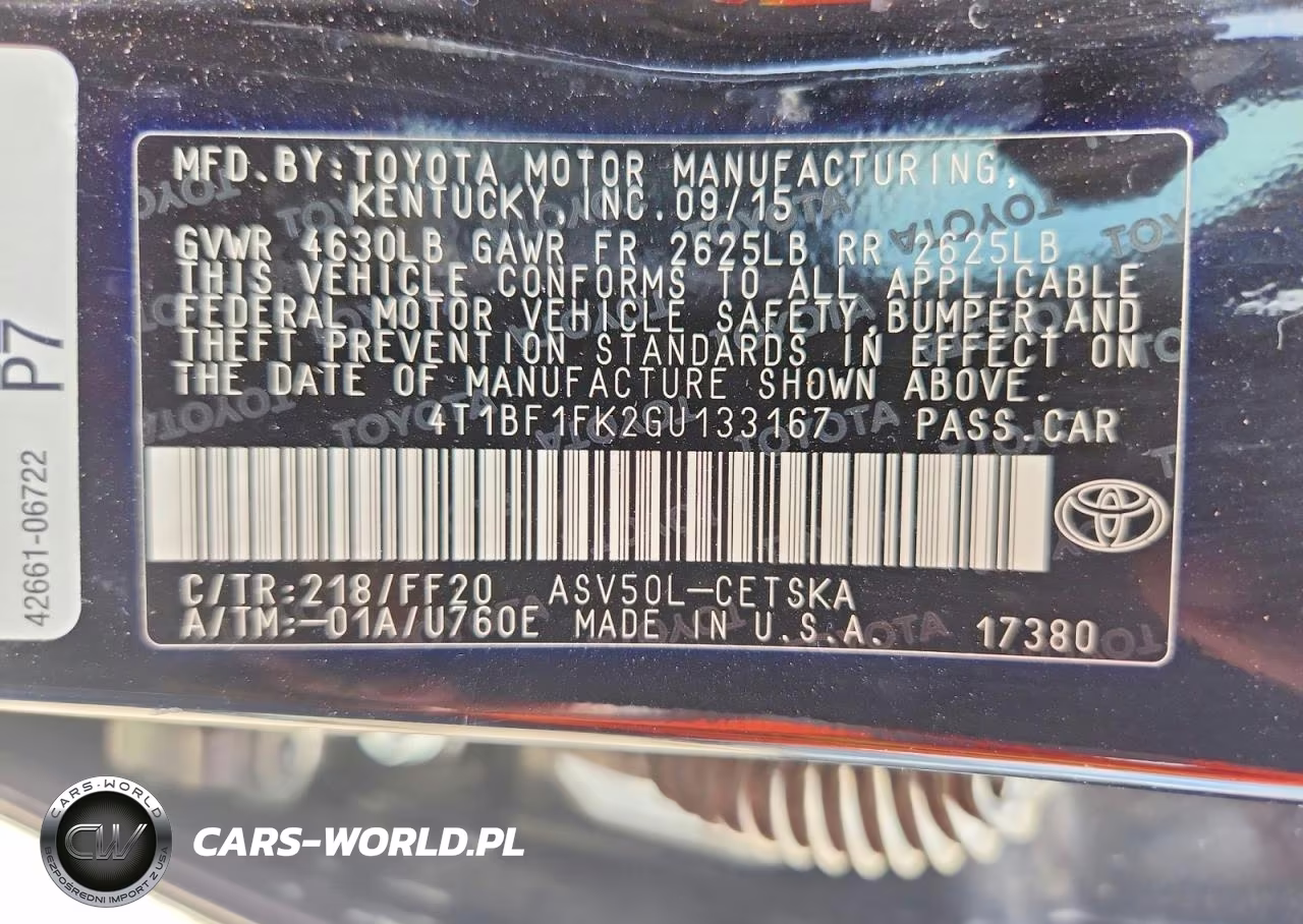 2016 Toyota Camry Se VIN:4T1BF1FK2GU133167 - 13