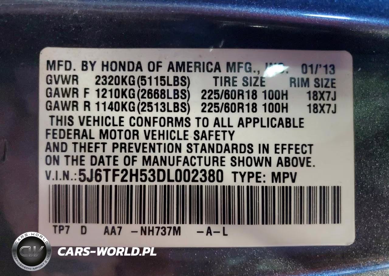 2013 Honda Crosstour Exl VIN:5J6TF2H53DL002380 - 12