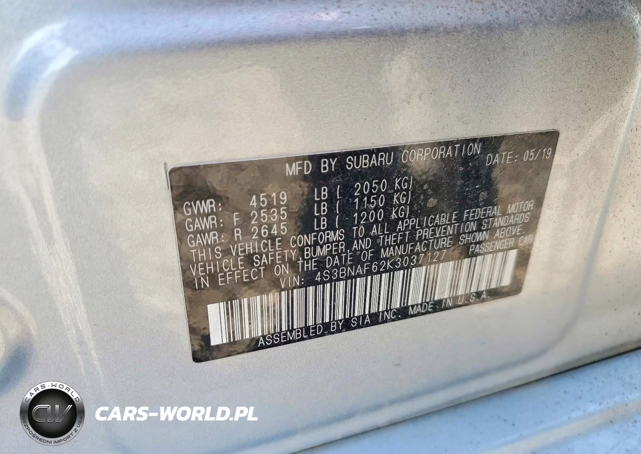 2019 Subaru Legacy 2.5I Premium VIN:4S3BNAF62K3037127 - 13