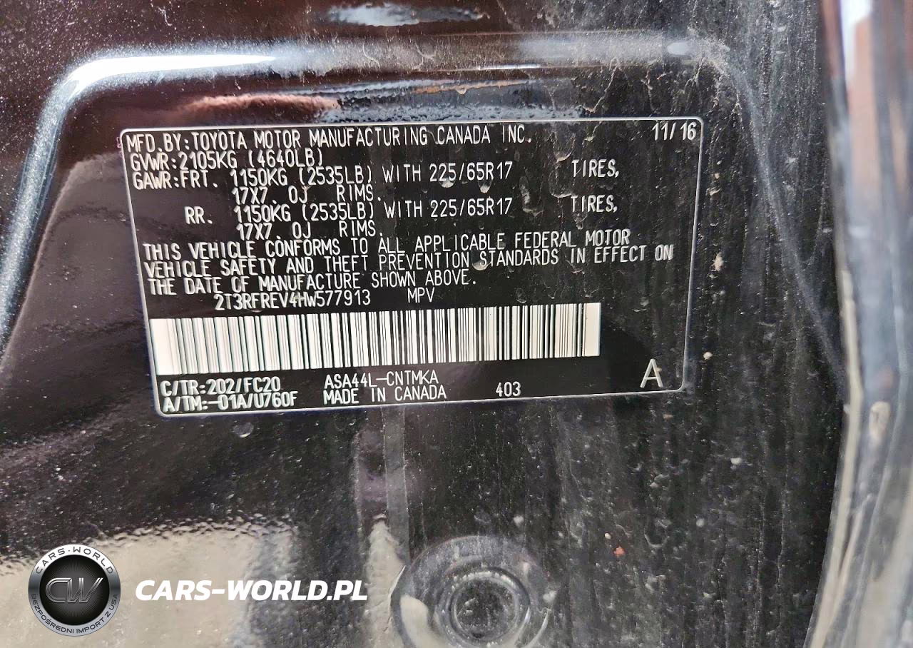 2017 Toyota Rav4 Xle VIN:2T3RFREV4HW577913 - 13