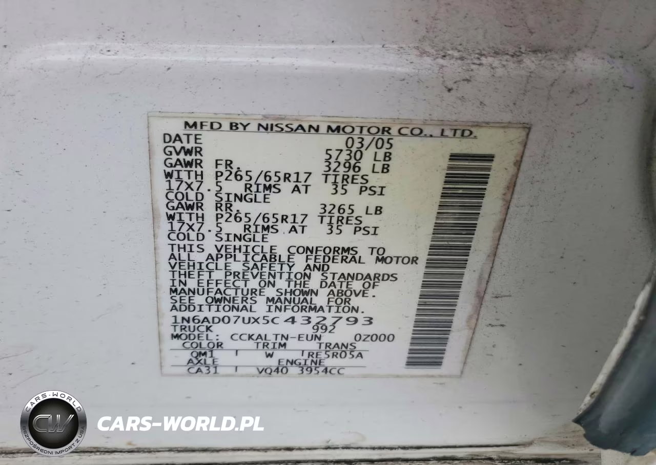 2005 Nissan Frontier Se VIN:1N6AD07UX5C432793 - 12