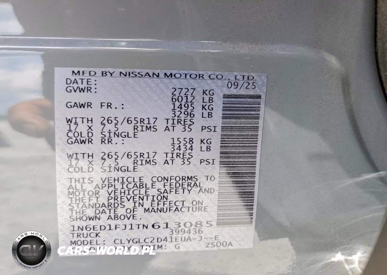 2026 Nissan Frontier Sv VIN:1N6ED1FJ1TN613085 - 12