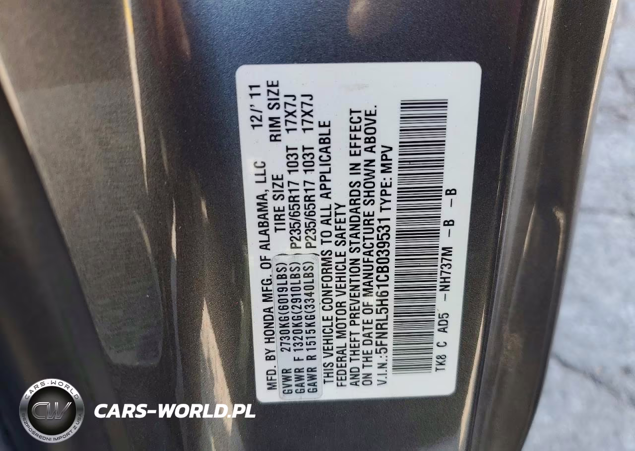 2012 Honda Oddessey VIN:5FNRL5H61CB039531 - 13