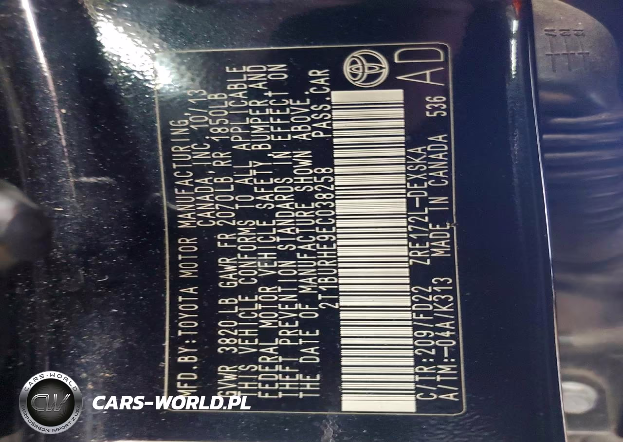2014 Toyota Corolla S Plus VIN:2T1BURHE9EC038258 - 12