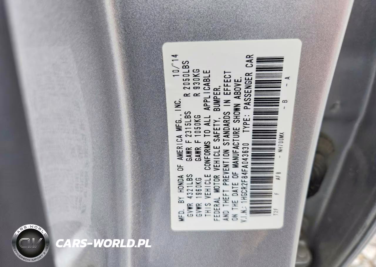 2015 Honda Accord Exl VIN:1HGCR2F84FA043630 - 12