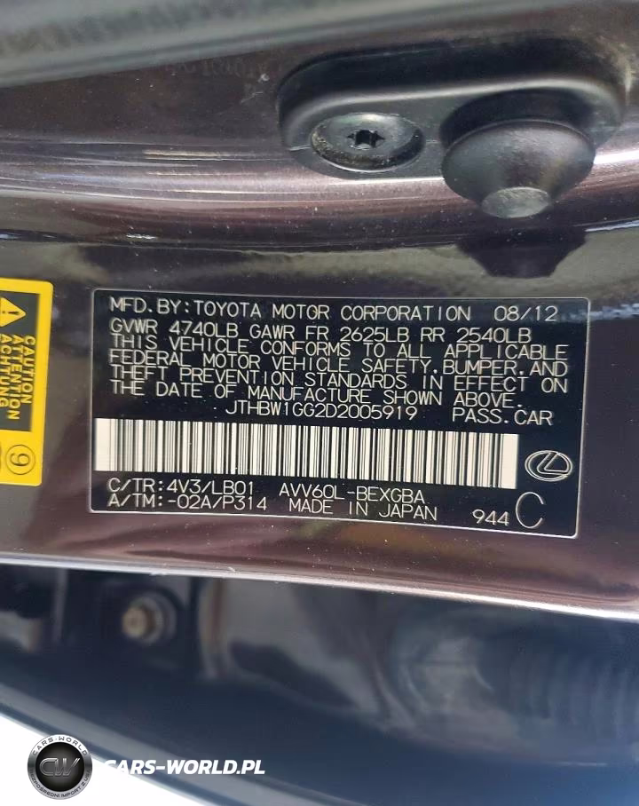 2013 Lexus Es 300H VIN:JTHBW1GG2D2005919 - 12