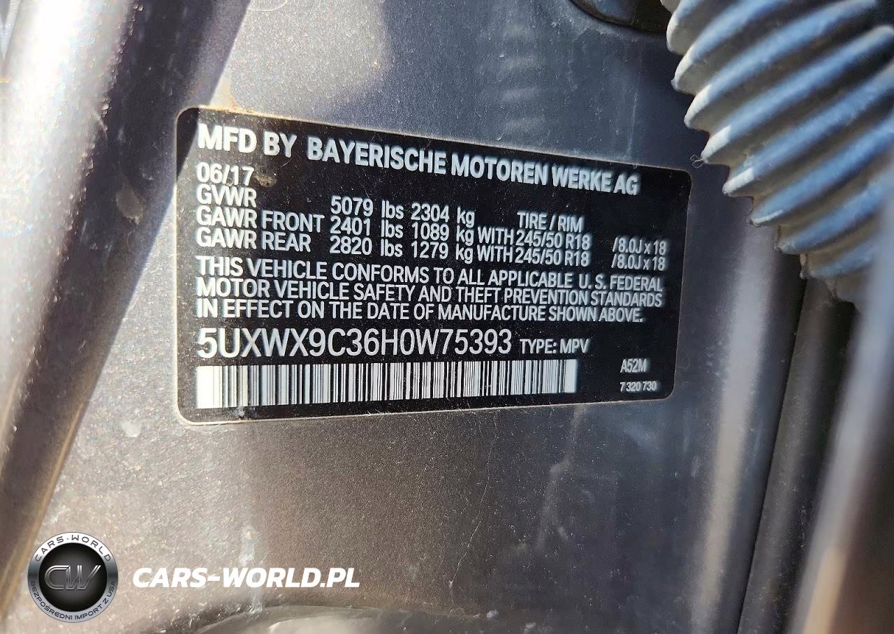 2017 BMW X3 xDrive28I VIN:5UXWX9C36H0W75393 - 12