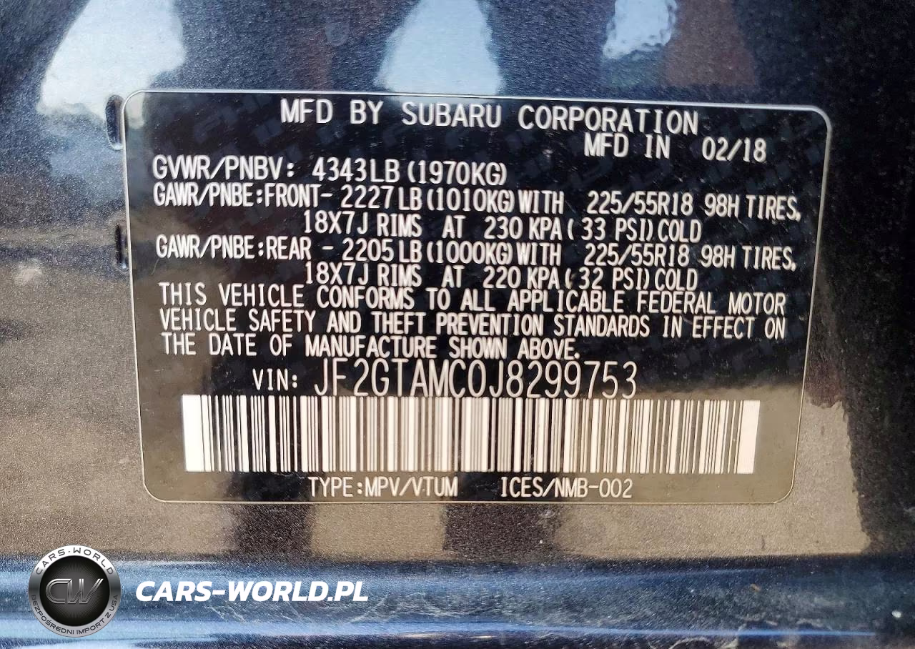 2018 Subaru Crosstrek Limited VIN:JF2GTAMC0J8299753 - 12