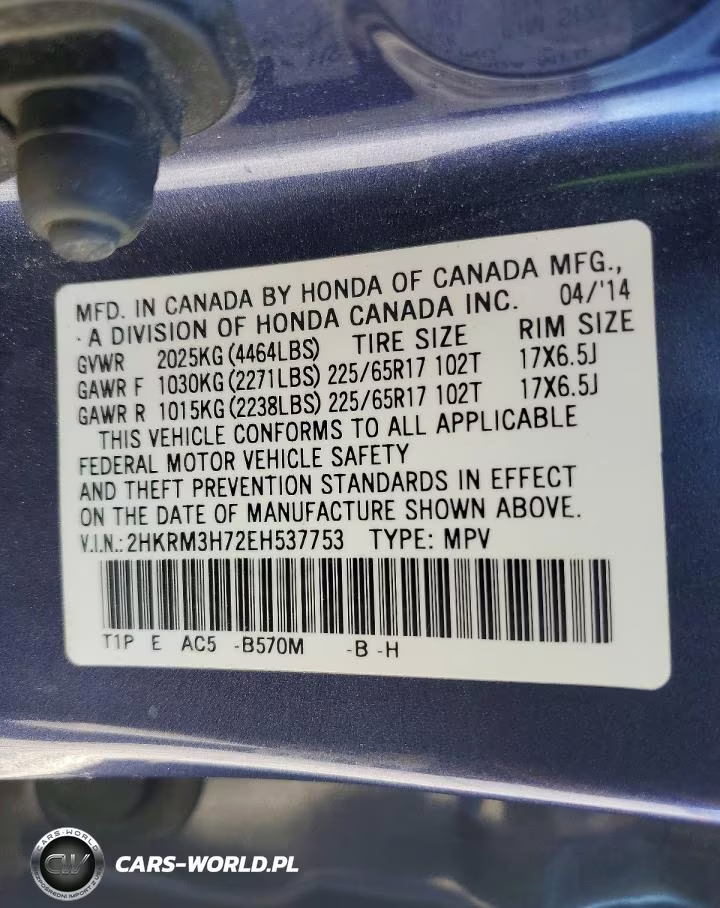 2014 Honda Cr-V Exl VIN:2HKRM3H72EH537753 - 12