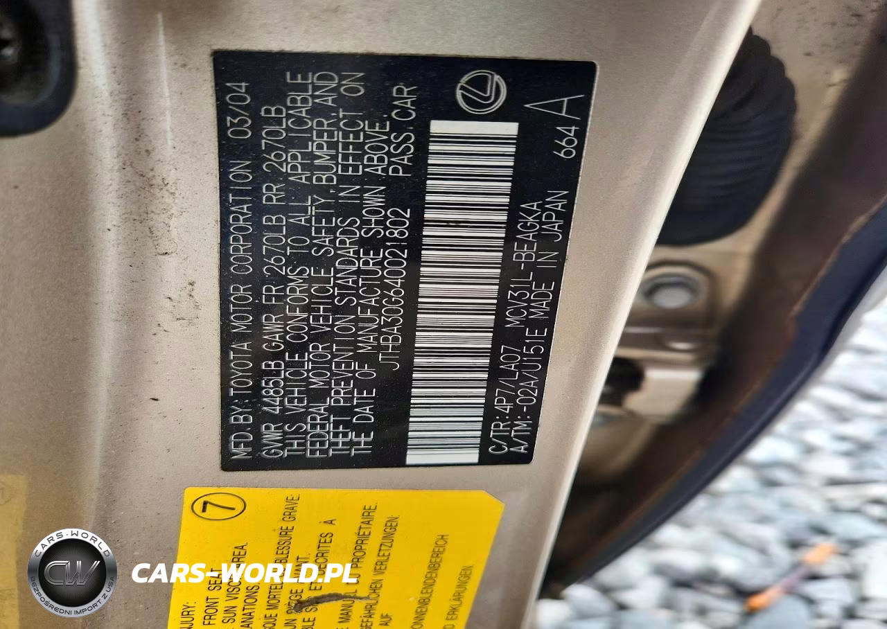 2004 Lexus Es 330 VIN:JTHBA30G640021802 - 12