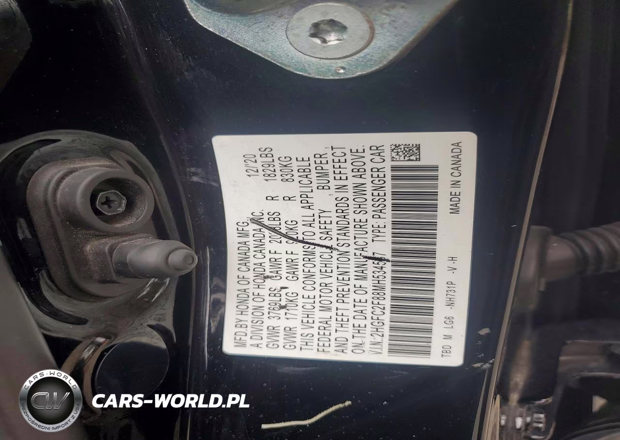 2021 Honda Civic Sport VIN:2HGFC2F88MH534537 - 12