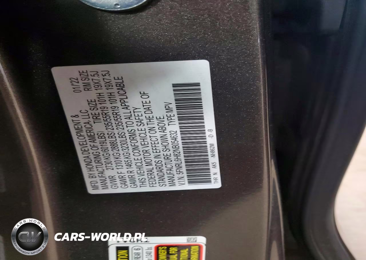 2022 Honda Odyssey Touring VIN:5FNRL6H82NB054632 - 13