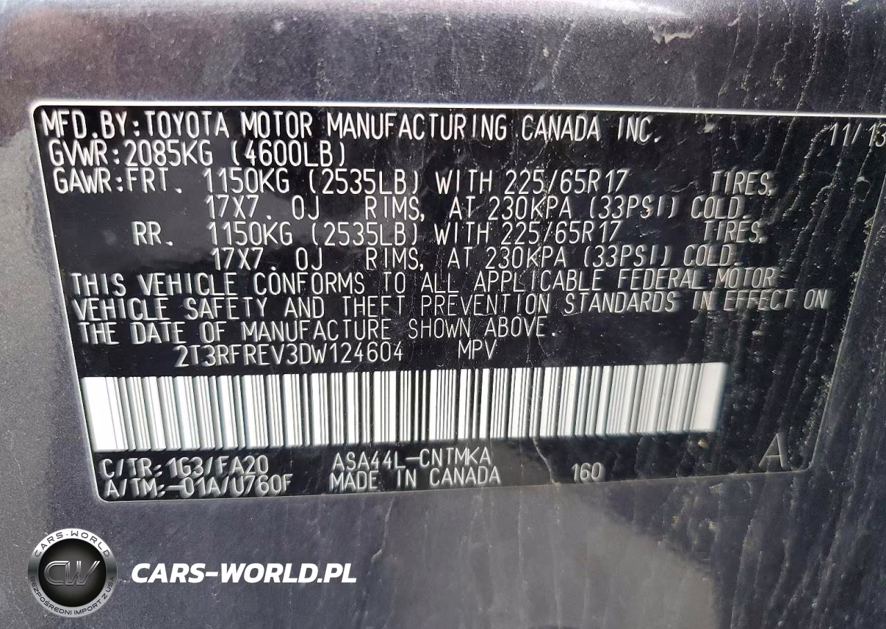2013 Toyota Rav4 Xle VIN:2T3RFREV3DW124604 - 12