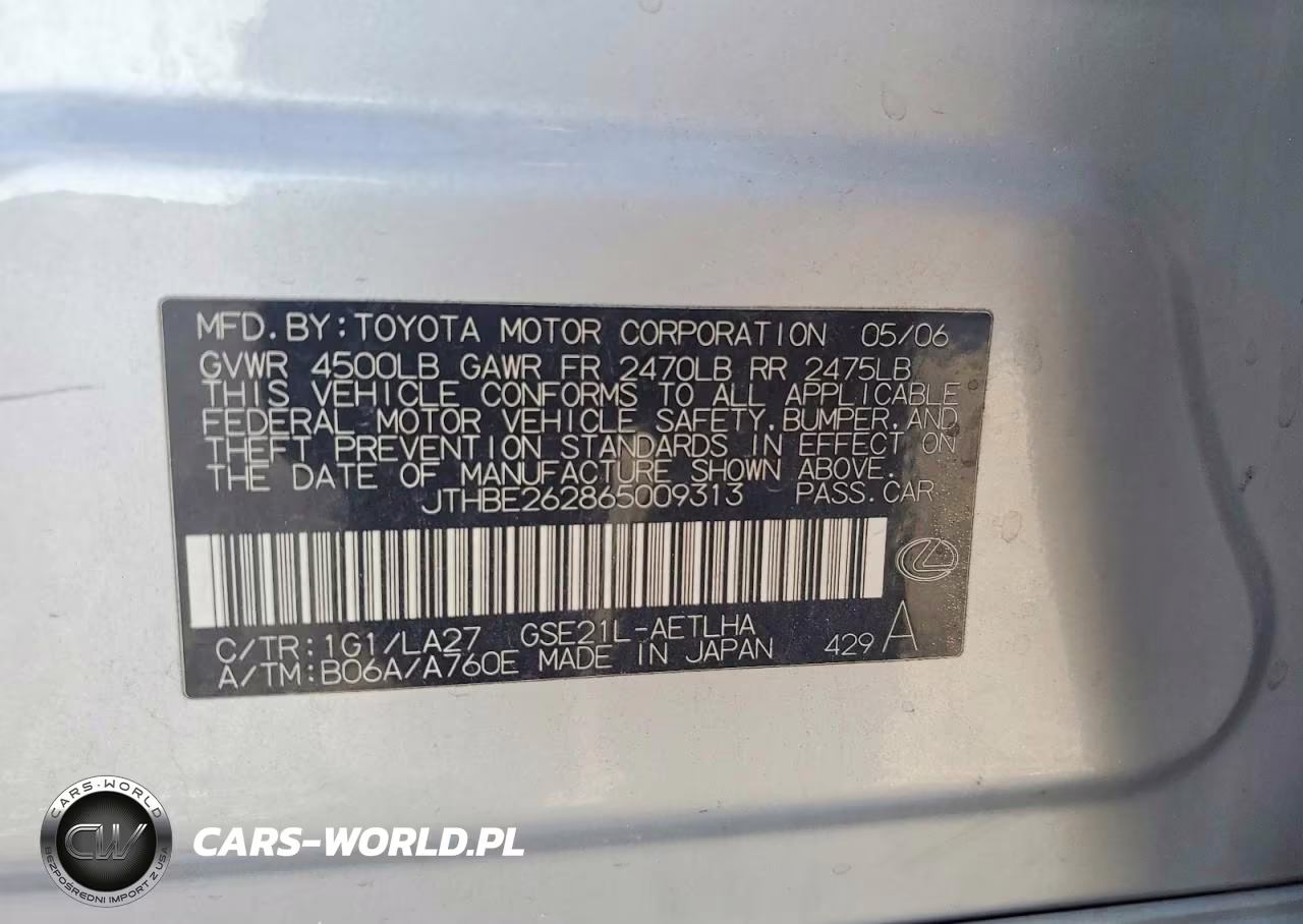 2006 Lexus Is 350 VIN:JTHBE262865009313 - 12