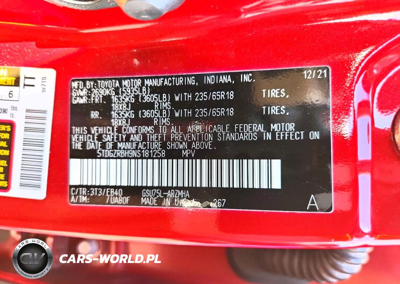 2022 Toyota Highlander Xle VIN:5TDGZRBH9NS181258 - 13
