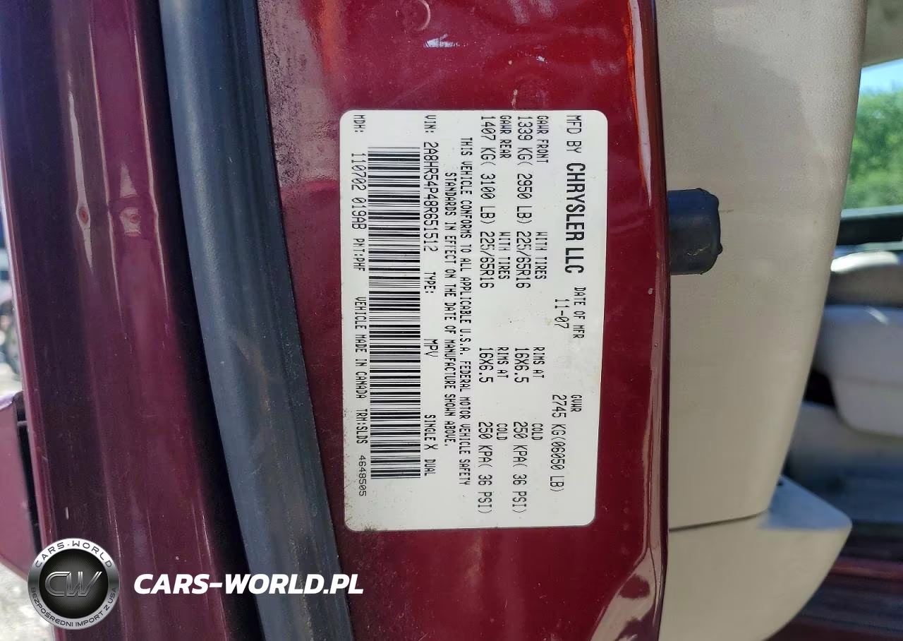 2008 Chrysler Town & Country Touring VIN:2A8HR54P48R651512 - 13