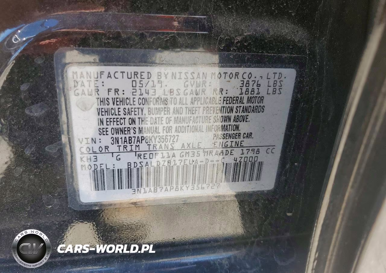 2019 Nissan Sentra Sv VIN:3N1AB7AP8KY356727 - 12