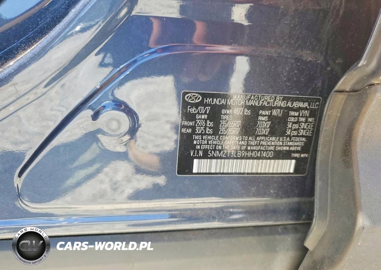 2017 Hyundai Santa Fe Sport 2.4L VIN:5NMZT3LB9HH041400 - 12
