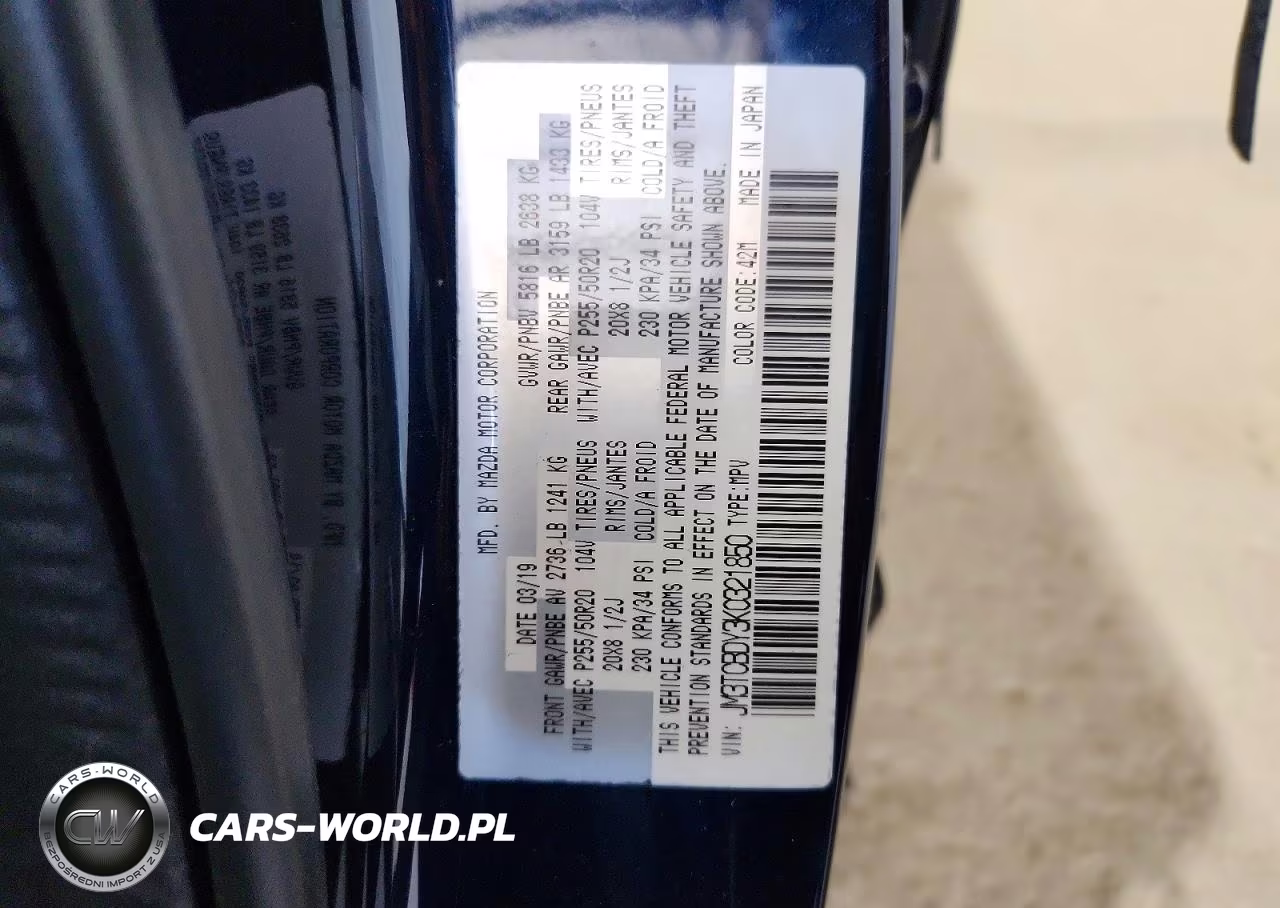 2019 Mazda Cx-9 Grand Touring VIN:JM3TCBDY3K0321850 - 14