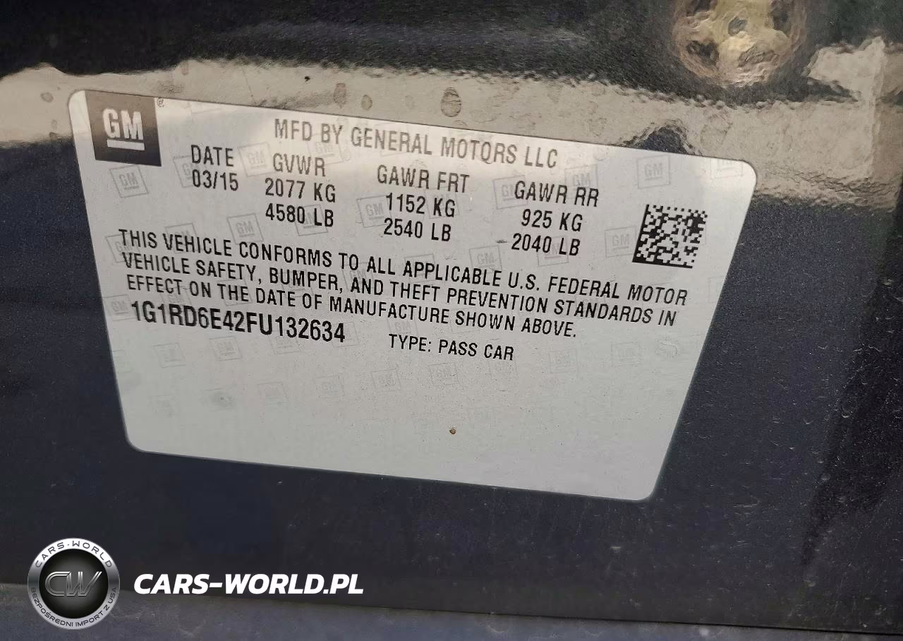 2015 Chevrolet Volt VIN:1G1RD6E42FU132634 - 12