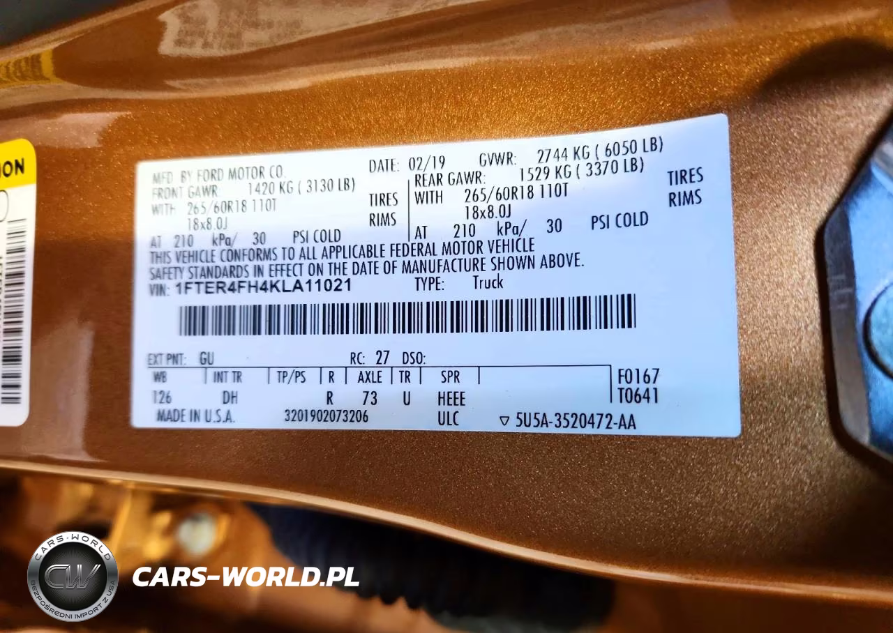 2019 Ford Ranger VIN:1FTER4FH4KLA11021 - 13