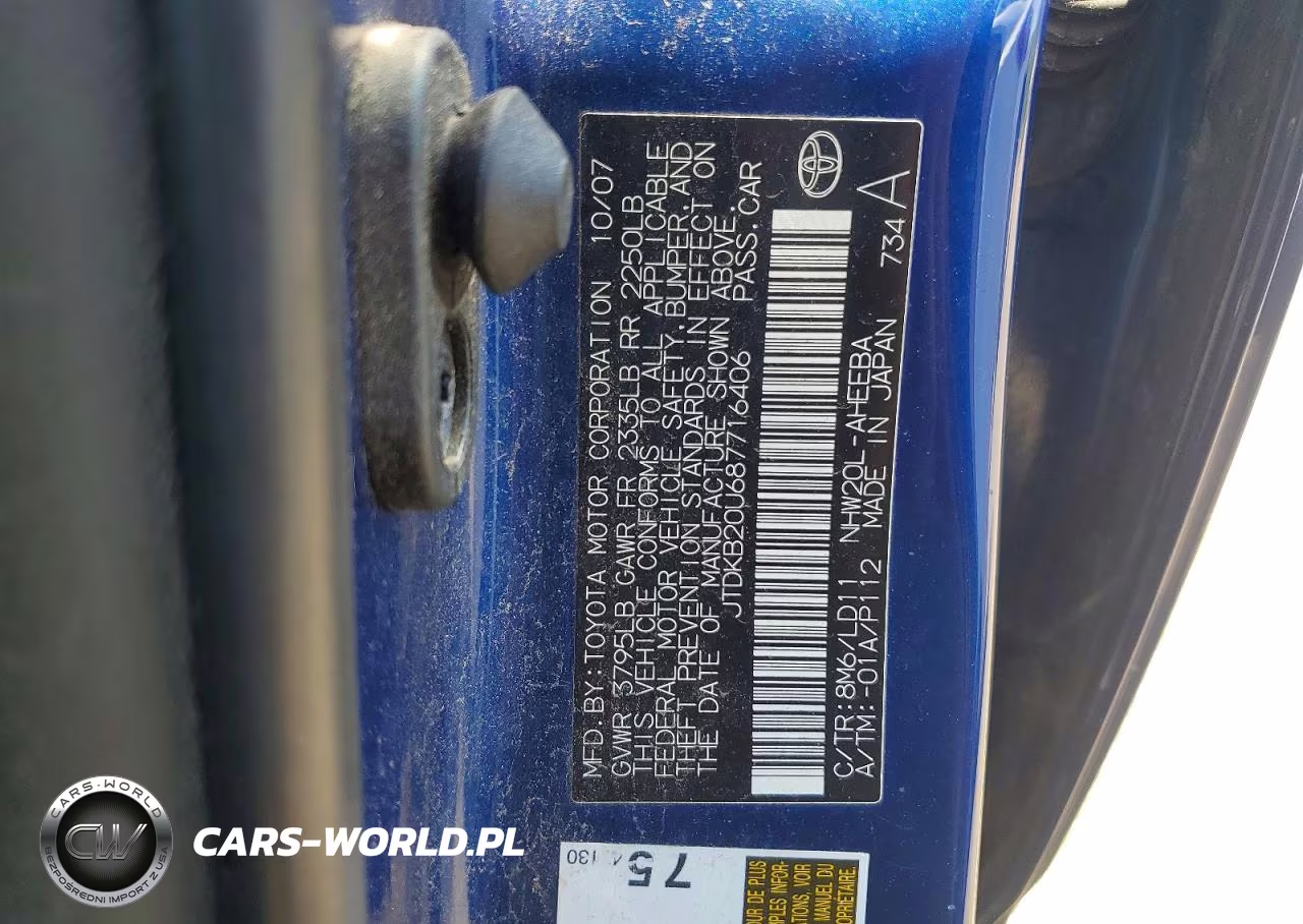 2008 Toyota Prius Base VIN:JTDKB20U687716406 - 12
